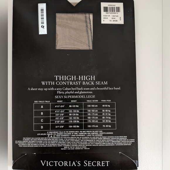 VS Seamed Stay Up Stockings SZ B - Picture 2 of 2
